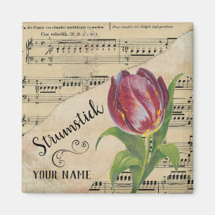 Strumstick Tulpe Vintage Notenblätter Individualis Magnet
