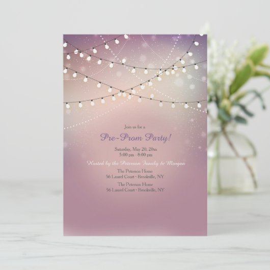 Strung Lights Pre-Prom-Party Einladung (Stehend Vorderseite)