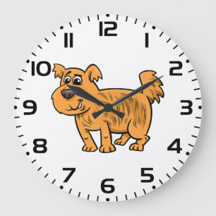Struppiger orangefarbener Welpe Große Wanduhr