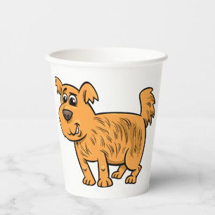 Struppiger orangefarbener Welpe Pappbecher