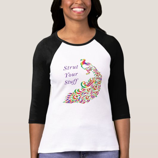 Strut Ihren Material-schönen Pfau T-Shirt (Vorderseite)