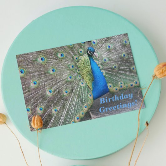 Strutting Blue Peacock Funny Birthday Karte