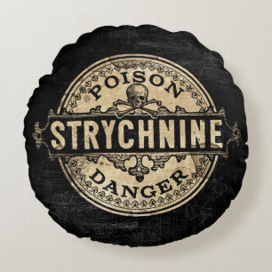 Strychnin Giftetikett im Vintage-Stil Rundes Kissen