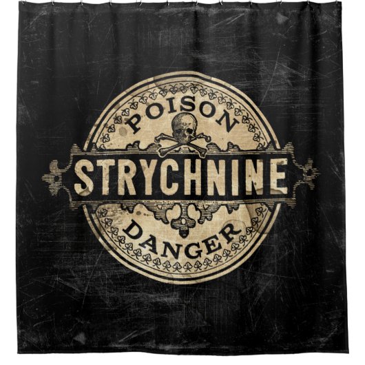 Strychnin Vintag Style Poison Label Duschvorhang (Vorderseite)