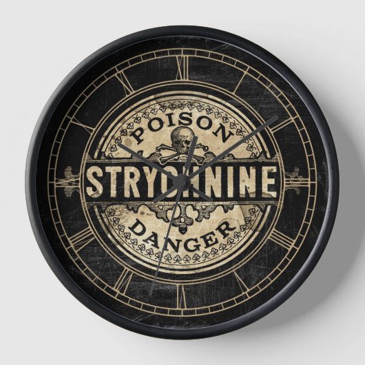 Strychnine Vintag Style Poison Label Clock Uhr (Vorderseite)