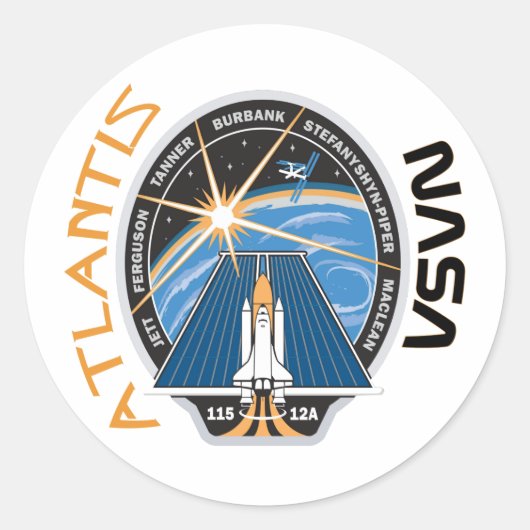 STS 115 Atlantis Runder Aufkleber (Vorderseite)