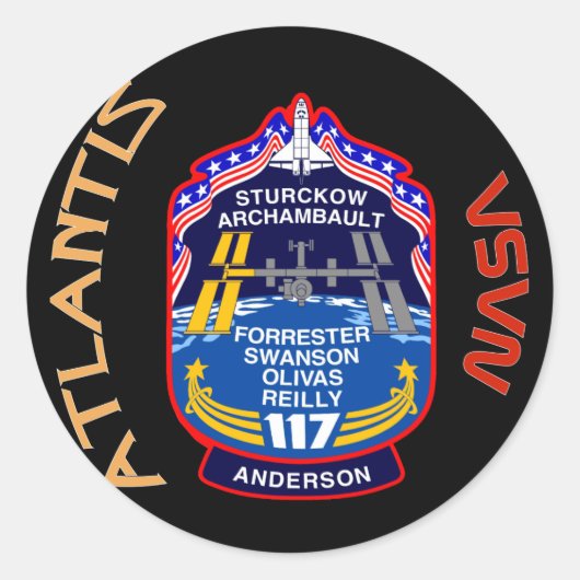 STS 117 Atlantis Runder Aufkleber (Vorderseite)