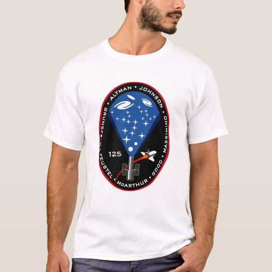 STS 125 Hubble-Weltraumteleskopen-Mission-Patch T-Shirt (Vorderseite)