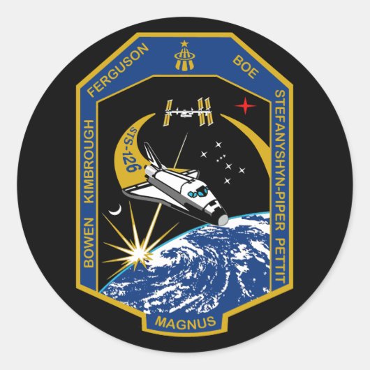 STS 126-Mission-Patch Runder Aufkleber (Vorderseite)
