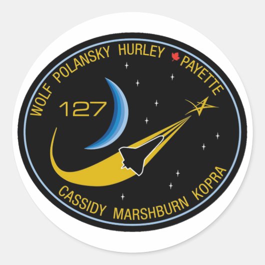 STS-127-Mission-Patch Runder Aufkleber (Vorderseite)