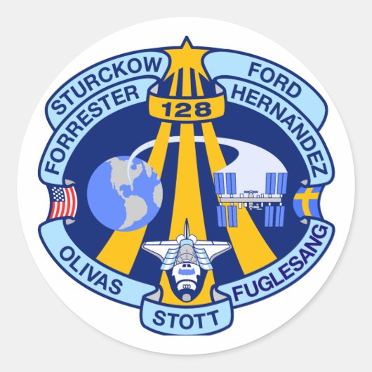 STS-128-Mission-Patch Runder Aufkleber (Vorderseite)