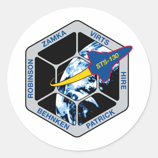 STS 130 Endeavour Runder Aufkleber (Vorderseite)