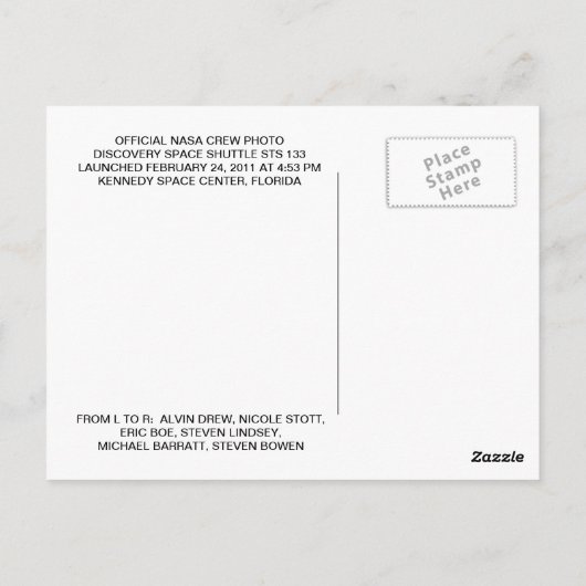 STS 133 CREW POSTKARTE (Rückseite)