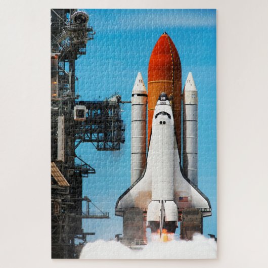 STS-135 Space Shuttle Atlantis hebt ab Puzzle (Vertikal)