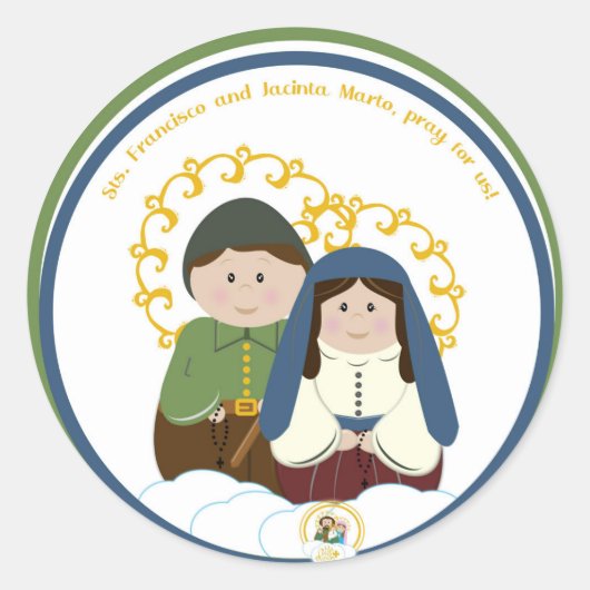 Sts. Francisco & Jacinta Marto Runder Aufkleber (Vorderseite)