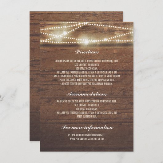 Sttring Lights Rusti-Hochzeitsstimmung Begleitkarte (Vorne/Hinten)