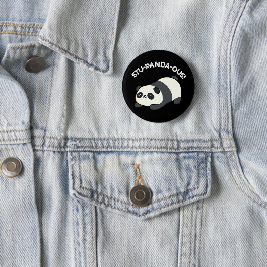 Stu-panda-ous Funny Animal Panda Pun Dark BG Button (Beispiel)