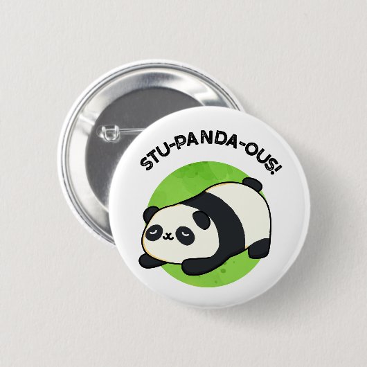 Stu-panda-ous Funny Panda Pun Button (Vorne & Hinten)