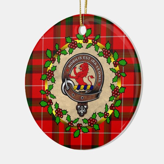 Stuart Clan Abzeichen & Tartan Personalisierte Wei Keramik Ornament (Links)