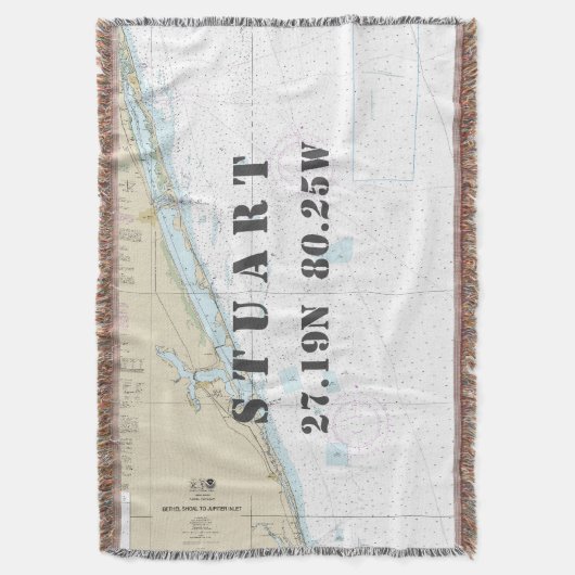Stuart FL Heimat Latitude Länge Nautic Decke (Vorderseite Vertikal)