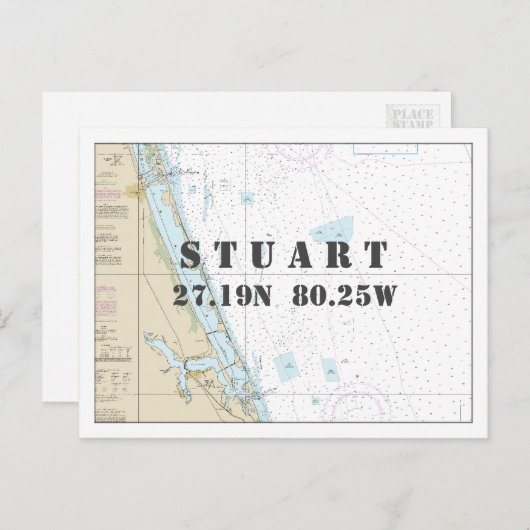 Stuart FL — Längengrad Postkarte (Vorne/Hinten)