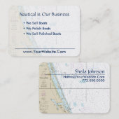 Stuart FL Nautic Chart Clean Fresh Blue Tan Visitenkarte (Vorne/Hinten)