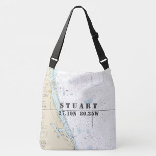Stuart Florida Latitude Longitude Nautisches Thema Tragetaschen Mit Langen Trägern