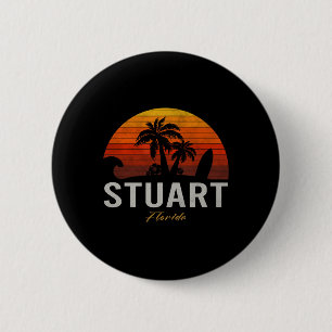 Stuart Florida Retro Surfer Vintage Strand Button