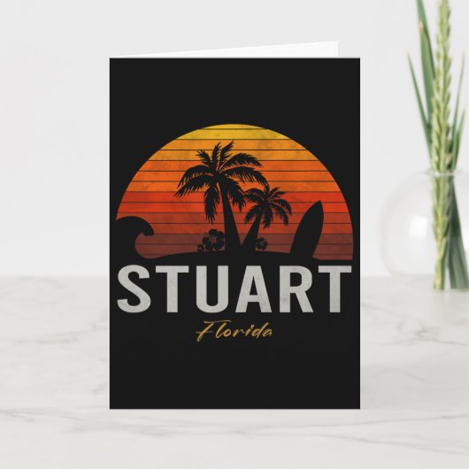 Stuart Florida Retro Surfer Vintage Strand Karte (Vorderseite)