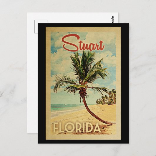 Stuart Palm Tree Vintage Reise Postkarte (Vorne/Hinten)