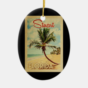 Stuart Palm Tree Vintage Travel Keramik Ornament