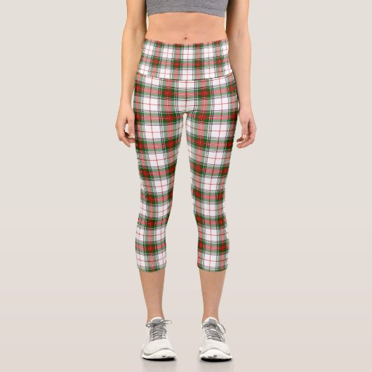 Stuart / Stewart tartan, weiß grün kariert Capri Leggings (Vorderseite)