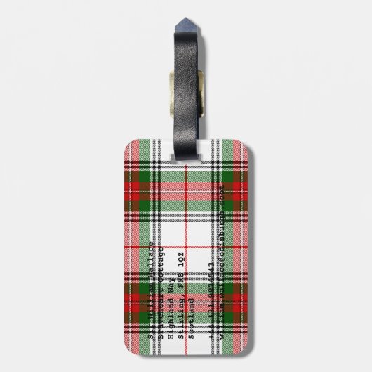 Stuart / Stewart tartan, weiß grün kariert Gepäckanhänger (Rückseite vertikal)