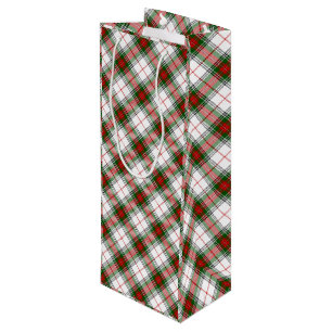 Stuart / Stewart tartan, weiß grün kariert Geschenktüte Für Weinflaschen