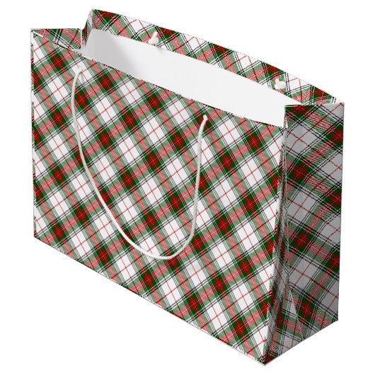 Stuart / Stewart tartan, weiß grün kariert Große Geschenktüte (Rückseite Schrägansicht)