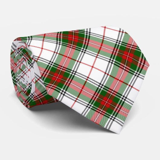 Stuart / Stewart tartan, weiß grün kariert Krawatte (Gerollt)