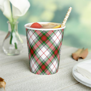 Stuart / Stewart tartan, weiß grün kariert Pappbecher