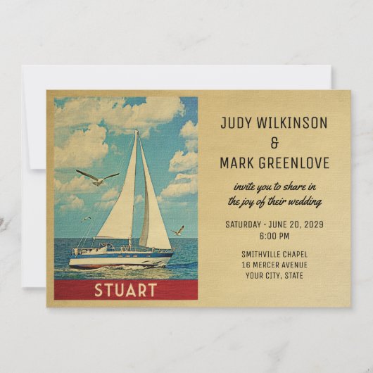 Stuart Wedding Invitation Sailboat Einladung (Vorderseite)