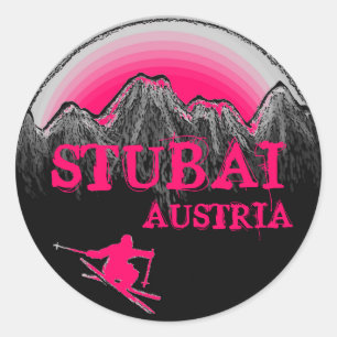 Stubai Austria Rosa Skispass Runder Aufkleber