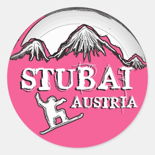 Stubai Austria Rosa Snowboard Theme Aufkleber (Vorderseite)