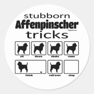 Stubborn Affenpinscher Tricks Runder Aufkleber