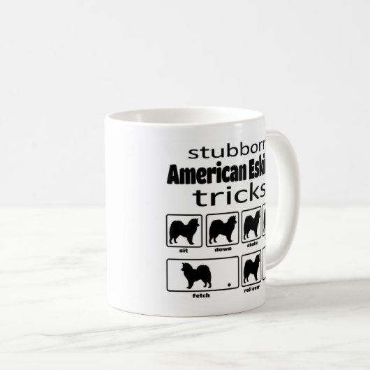 Stubborn American Eskimo Tricks Kaffeetasse (VorderseiteRechts)