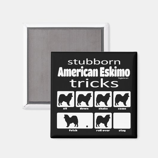 Stubborn American Eskimo Tricks Magnet (Vorderseite/Rückseite)