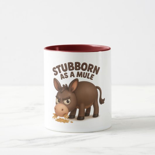 Stubborn as a mule funny cartoon donkey tasse (Zentrum)