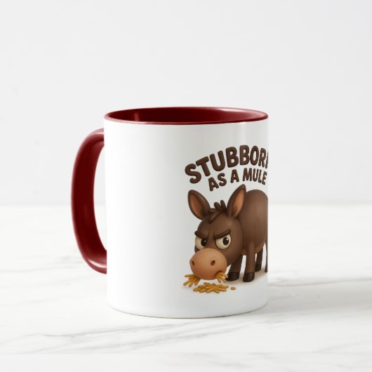 Stubborn as a mule funny cartoon donkey tasse (Vorderseite Links)