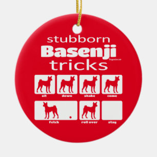 Stubborn Basenji Tricks Keramik Ornament