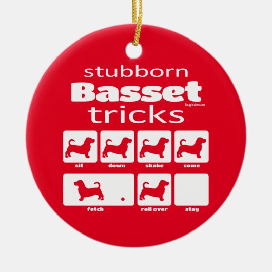 Stubborn Basset Tricks Keramik Ornament (Vorne)