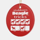 Stubborn Beagle Tricks Keramik Ornament (Links)