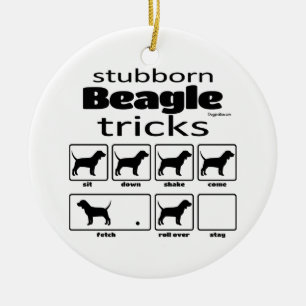 Stubborn Beagle Tricks Keramik Ornament