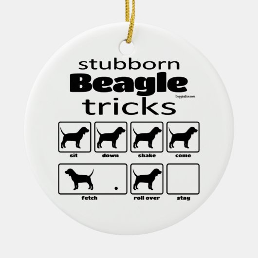 Stubborn Beagle Tricks Keramik Ornament (Vorne)